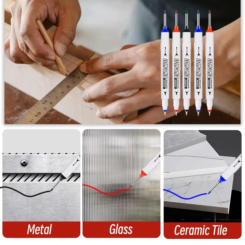 20 مللي متر طرف مزدوج ثقب عميق طويل رئيس بنك الاستثمار القومي علامات ل قلم معدني مقاوم للماء الحمام النجارة الديكور متعددة الأغراض #3