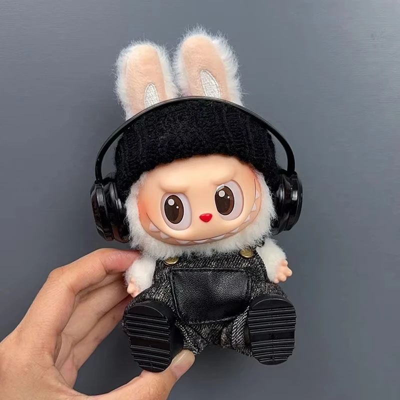 

Labubu 1st-3rd Gen 15/17cm Doll Hip - Hop Street Outfit Series Knit Beanie Headphones Chain Trendy Overalls