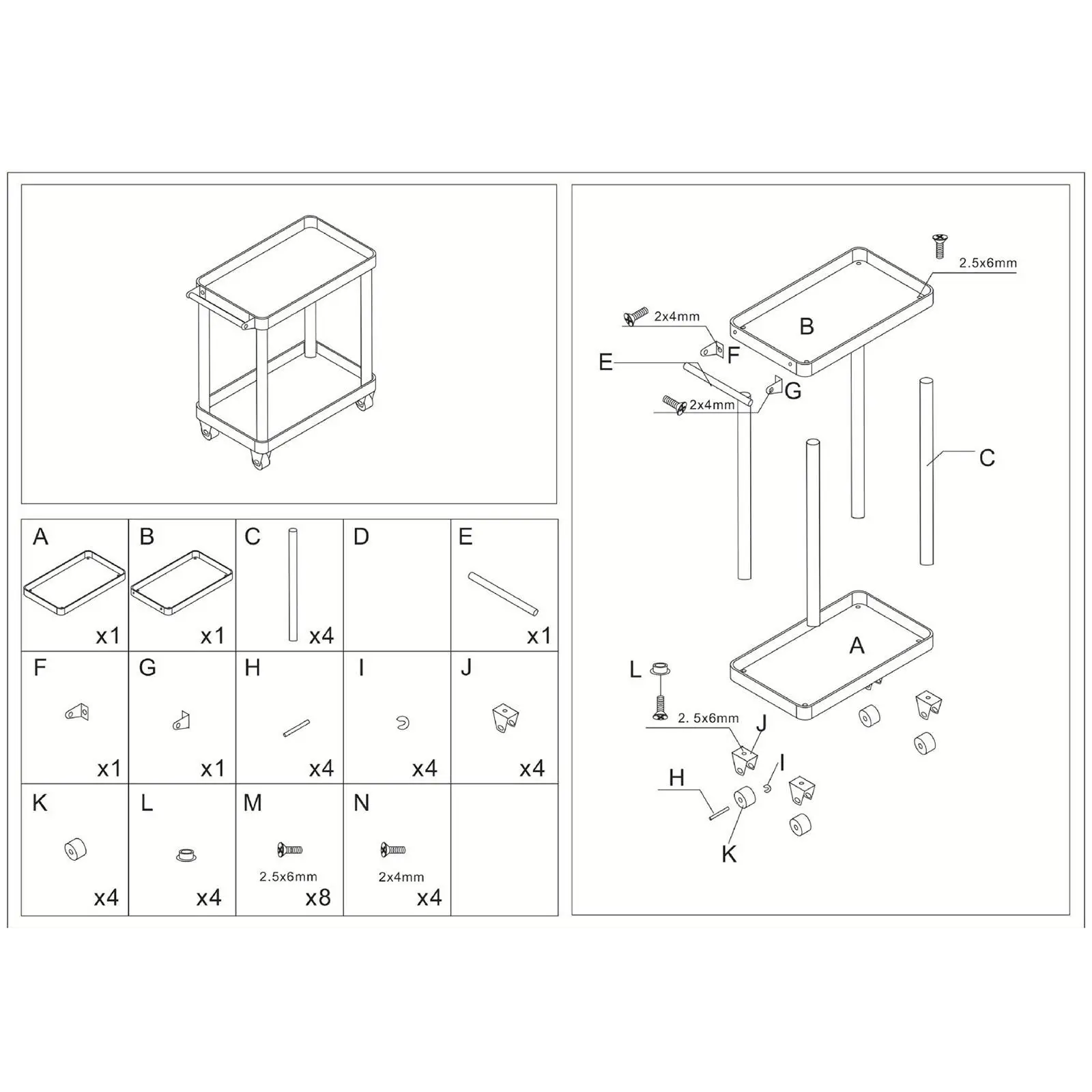 Metal Trolley Model Two Tier Tool Cart Miniature Garage Diorama Repair Shop Accessory for SCX10