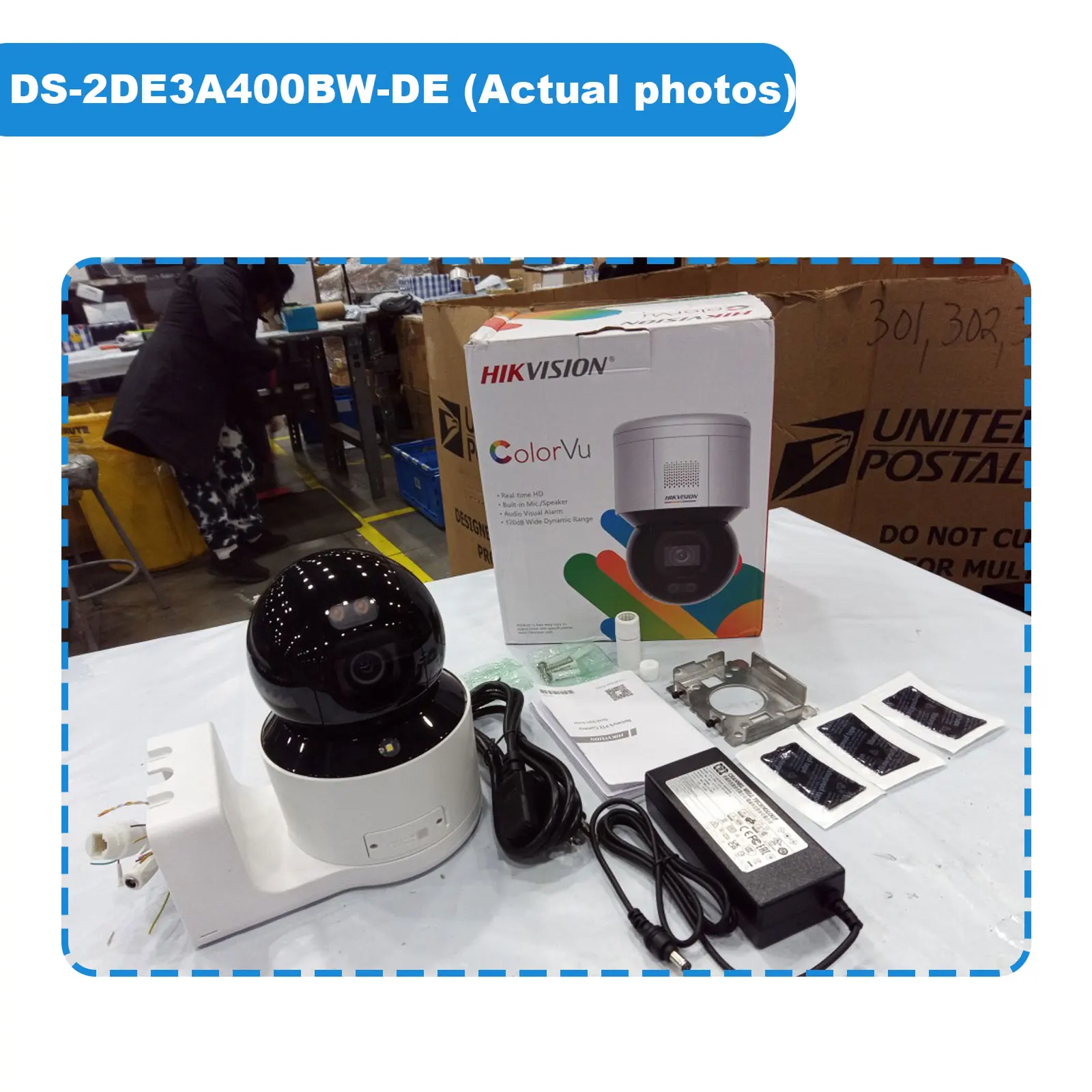 Hikvision Used Open-Box DS-2DE3A400BW-DE 3-inch 4MP ColorVu Mini PT Dome Network Camera