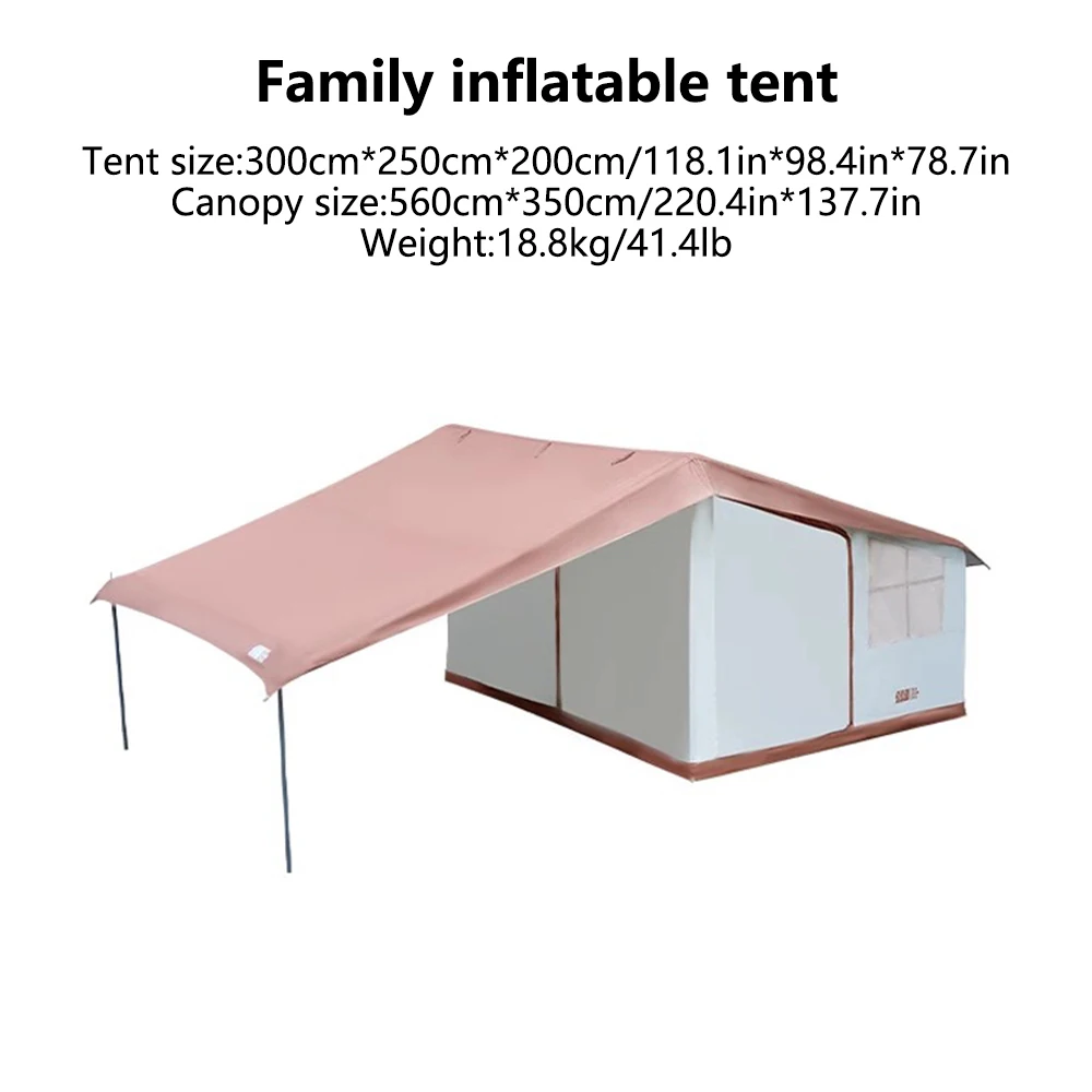 Camping Tent Outdoor Portable Inflatable Tent Family Travel Waterproof Cabin Tent Large Space Hiking Shelter