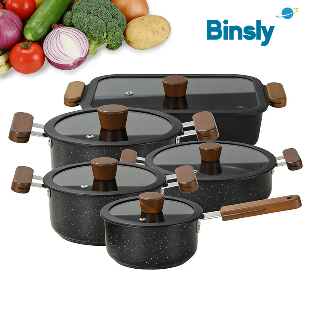 

Полный набор из 5 предметов посуды с антипригарным покрытием: кастрюли и сковороды из нержавеющей стали со стеклянными крышками и ручками, кухонный набор для приготовления пищи