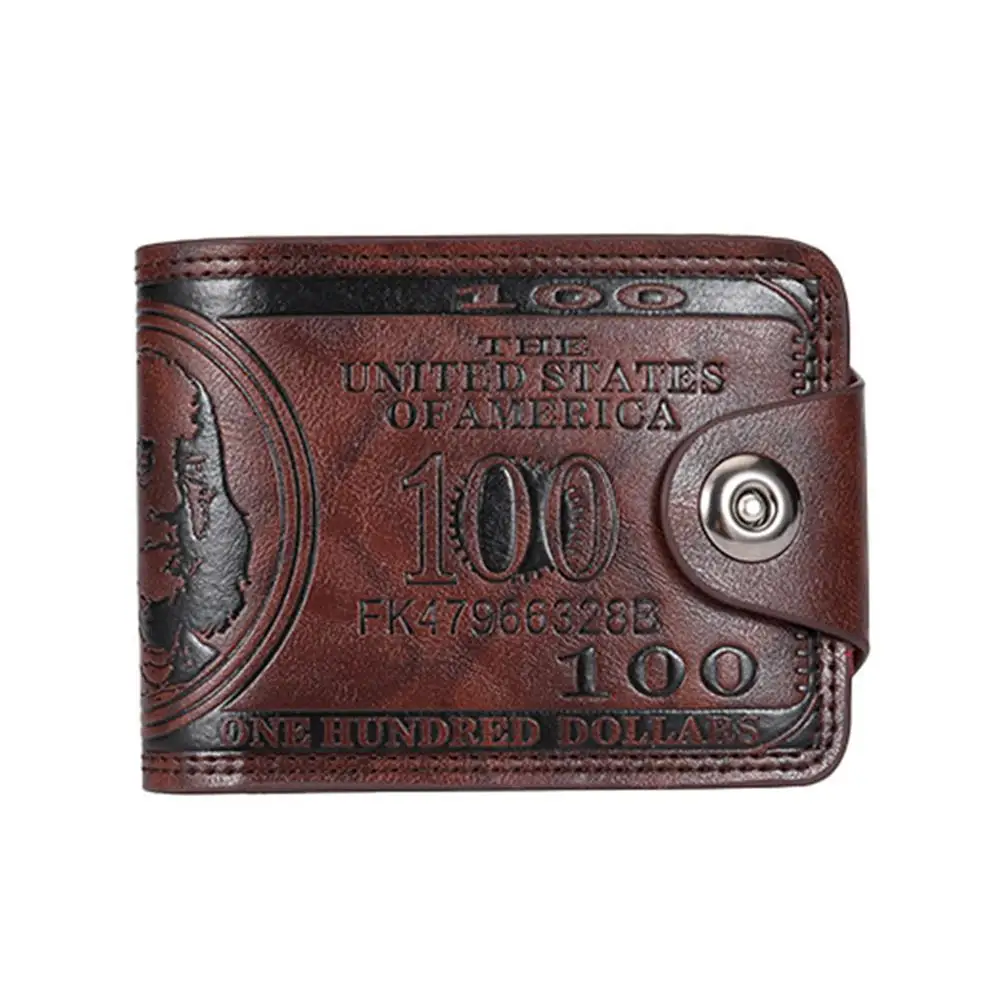 Dollar Bill Embossed PU Leather Wallet Multiple Card Slots Snap Button Closure Waterproof Blocking Travel Business Gift