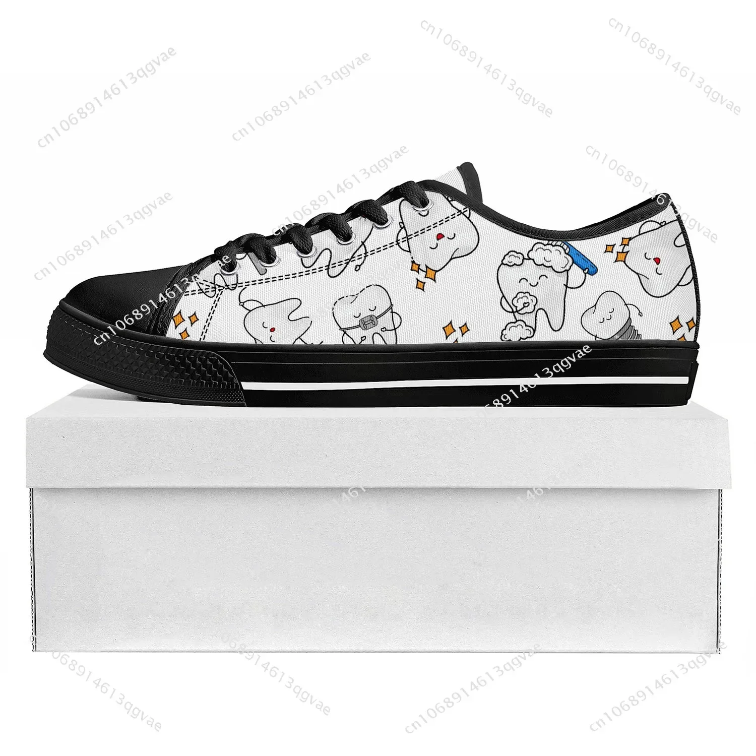 Tooth Dentist Cartoon Pattern Low Top High Quality Sneakers Mens Womens Teenager Tailor-made Shoe Canvas Sneaker Couple Shoes