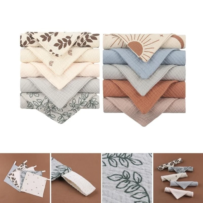 

10Pcs Baby Facecloth Baby Bath Towel Handkerchief Cotton-Gauze Burp Cloth Soft High-absorbent Kindergarten Washcloth
