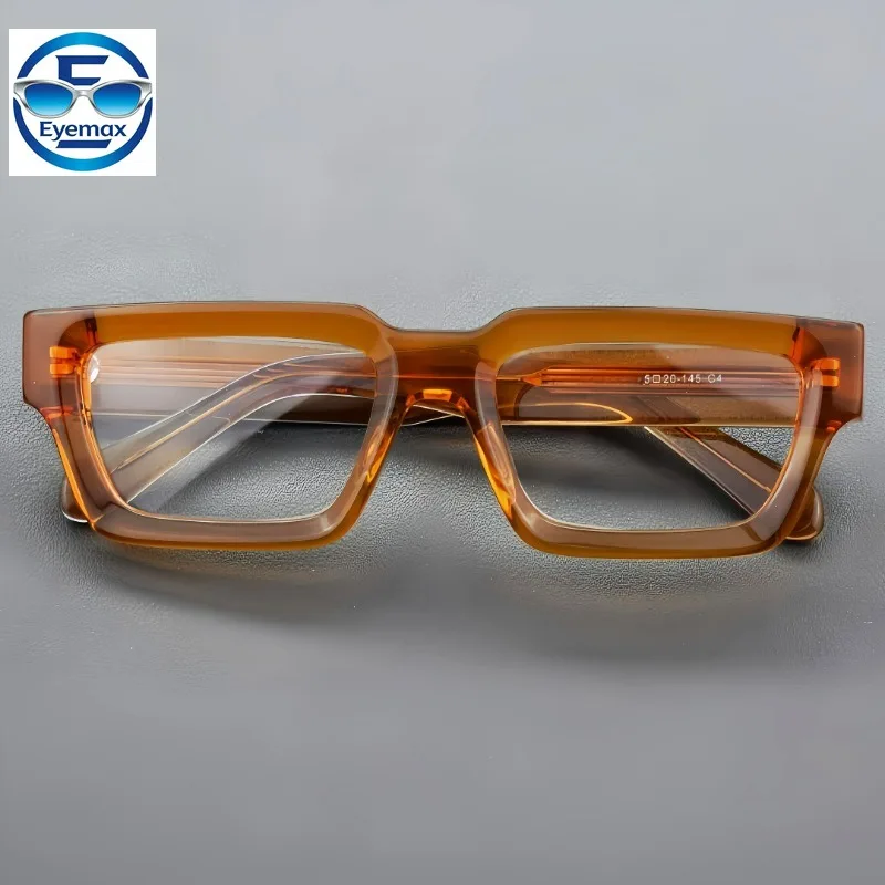 Thick Square Acetate Eyeglasses Frame Men Women Optical Light Prescription Myopia Spectacles Fashion Designer Eyewear 55-20-145