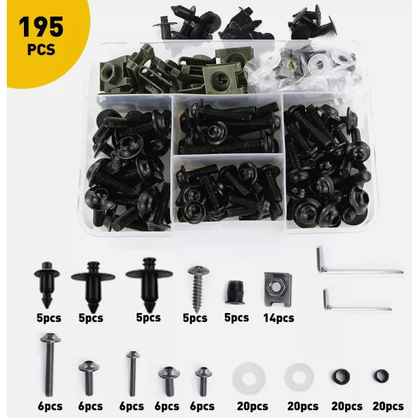 

195PCS Fairing Bolt Kit Fastener Clips Bodywork Screws For Suzuki GSX1300R SV650 GSXR600 GSXR750 Complete Fairing Screws Bolt