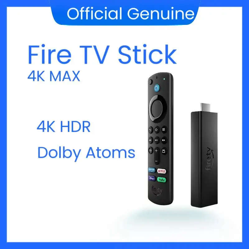 Original Fire TV Stick 4K MAX Streaming Device, 4K HDR, Dolby Atoms, Wi-Fi 6, Alexa Voice Remote, Without Batteries