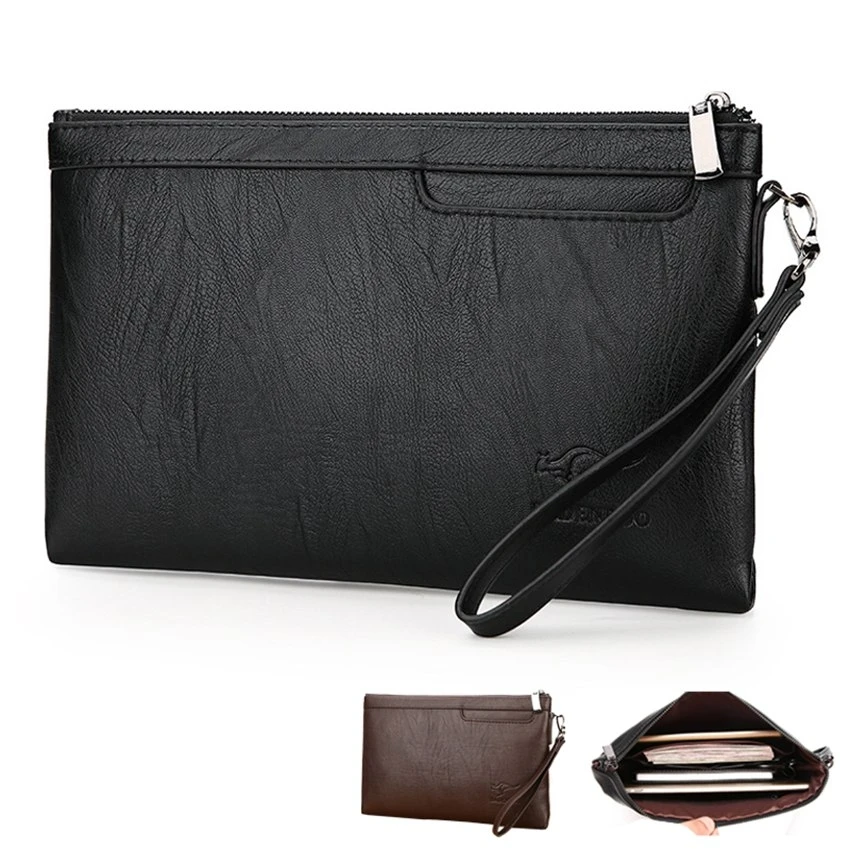 

Soft PU Leather Men's Clutch Handbag Zipper Clutch Long Wallet Leisure Business Bag Large Capacity Clutch Bag