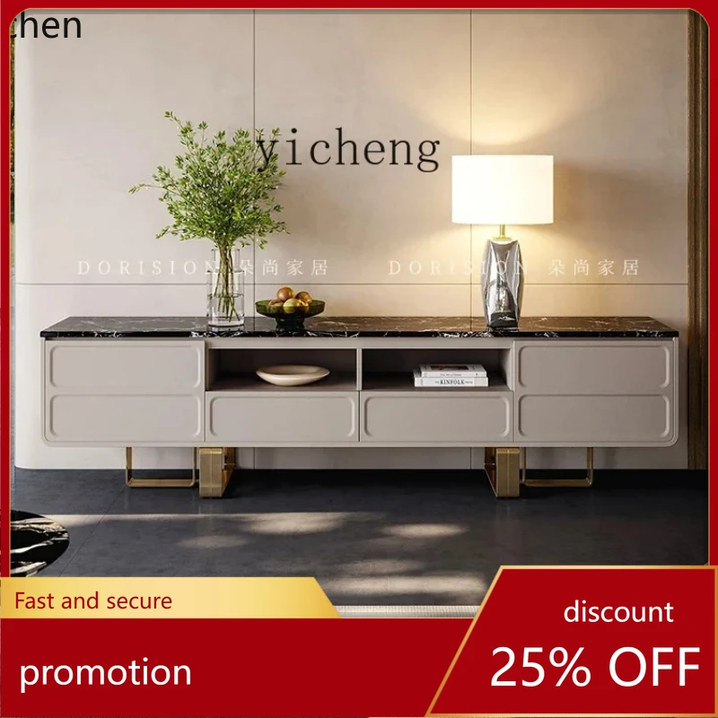 

HXL light luxury TV cabinet living room household solid wood storage floor cabinet modern simple marble high TV cabinet