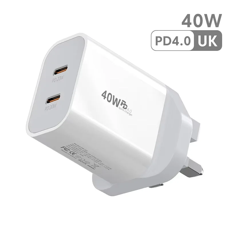 Elough 40W Dual Port USB C Oplader Snelladen QC3.0 PD Type C Telefoon Snellader Adapter Voor iPhone Xiaomi Samsung Huawei