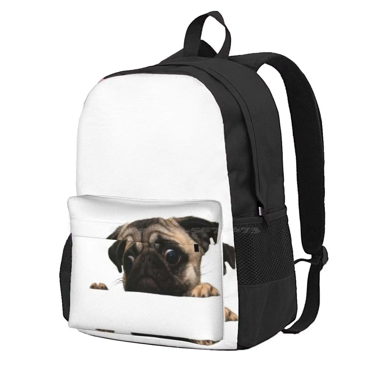 Worried Pug Hot Sale Schoolbag Backpack Fashion Bags Dog Puppy Cute Sweet Kawaii Face Eyes Ears Dark Brown Adorable Puggle Baby