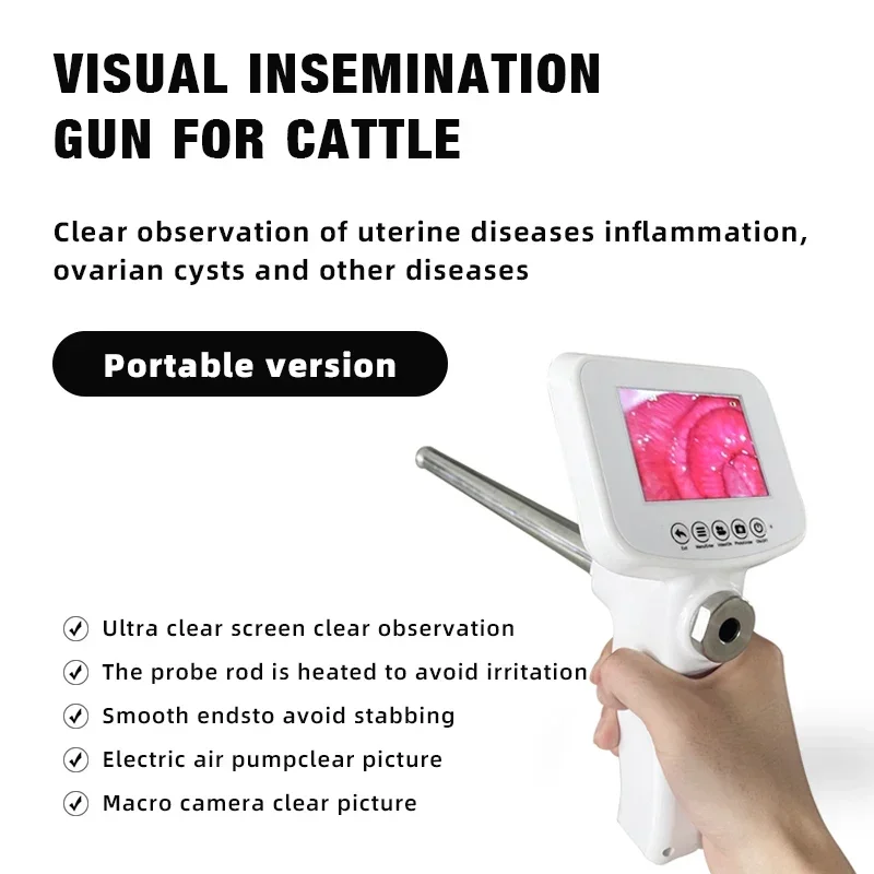 Cow Camera AI Gun Video Artificial Insemination Visual Endoscope Sperm Tool Veterinary Breeding Kit Horse Cattle Farm Portable