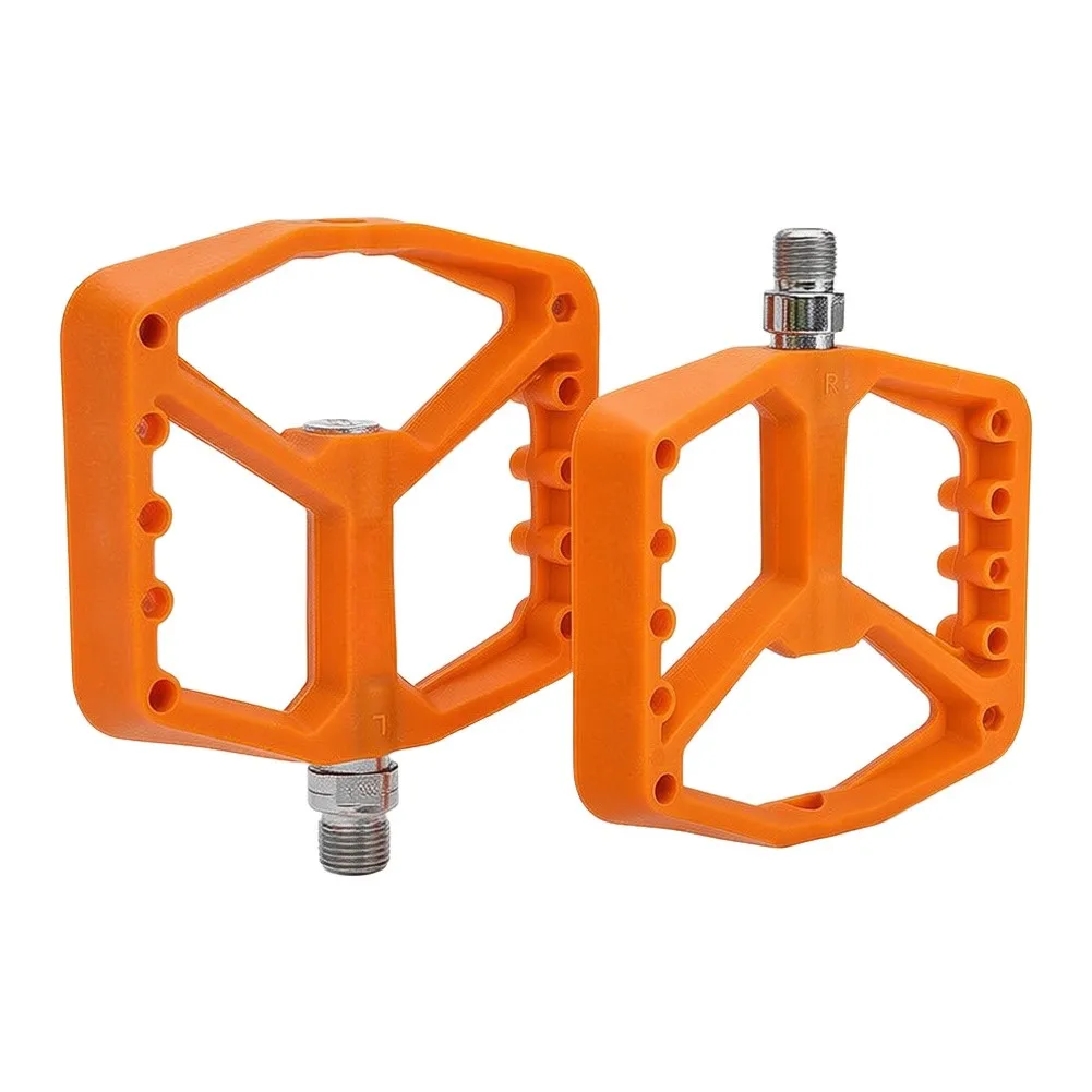 Textured-Surface Bike Pedals with Wide Platform Sealed Bearings and Fiber-Reinforced Nylon for Confident Foot Placement