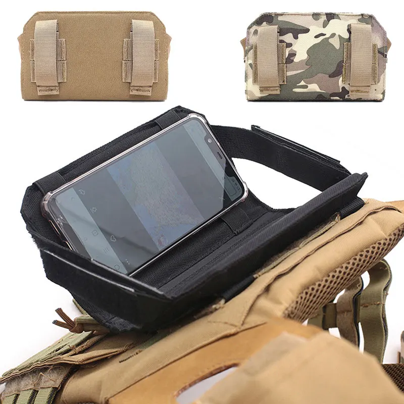 

Tactical MOLLE Pouch Outdoor Map Holder Carrier Bag Smartphone Case Holder Vest Plate Front Panel Belt Stiky Pack Utility Nylon