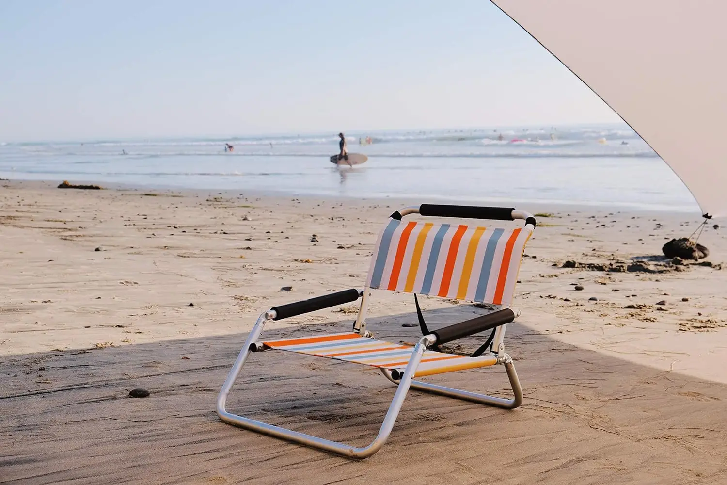 

2 Pack of Neso Lightweight Water Resistant Beach Chairs with Shoulder Strap and Slip Pocket - Folds Thin (Vintage Stripes)