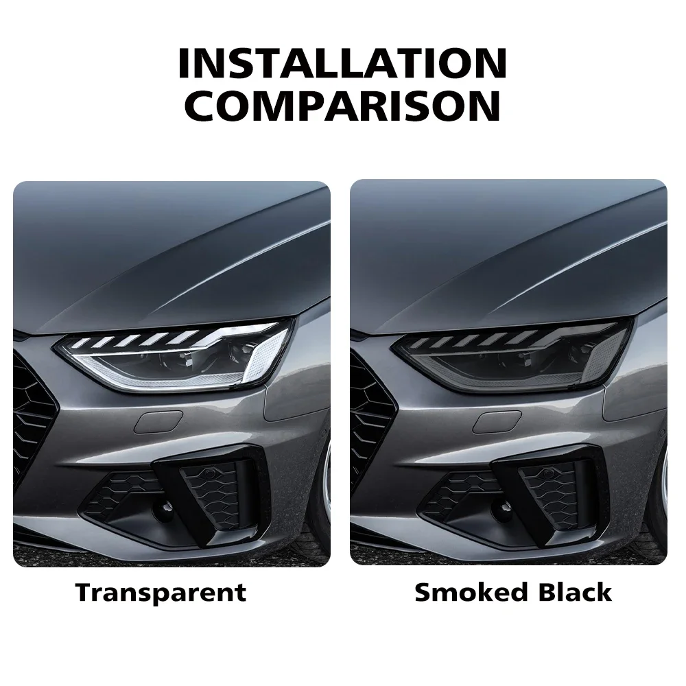 For Audi A3/S3 8V 8Y A4/S4 B9 Car Headlight Protective Film Smoke Black Pre Cut Vinyl Wrap TPU PPF Anti-Scratch Custom Fit view 4