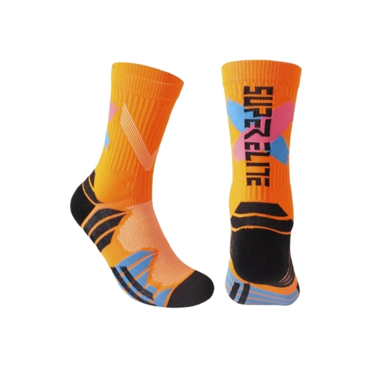 1 คู่สูงหลอดมืออาชีพถุงเท้ากีฬากลางแจ้งกีฬาขี่จักรยานถุงเท้าผู้ชายวิ่งเดินป่าบาสเกตบอลถุงเท้าฟุตบอล