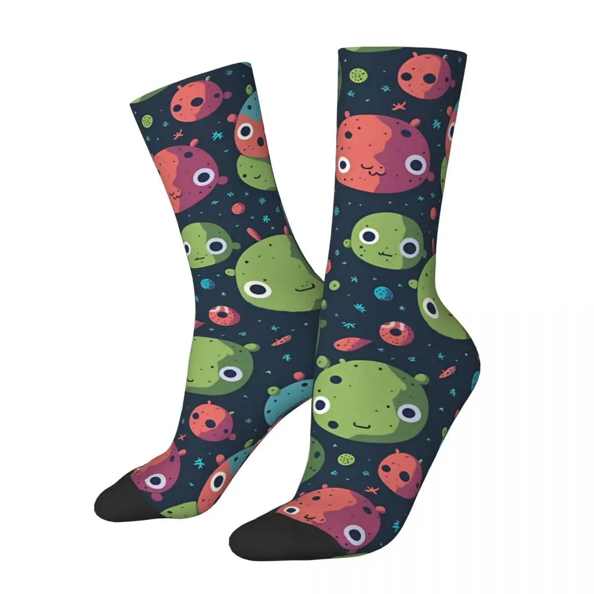 Vintage Cute Alien Pattern Men's Socks Alien And UFO Pattern Unisex Harajuku Pattern Printed Crazy Crew Sock Gift