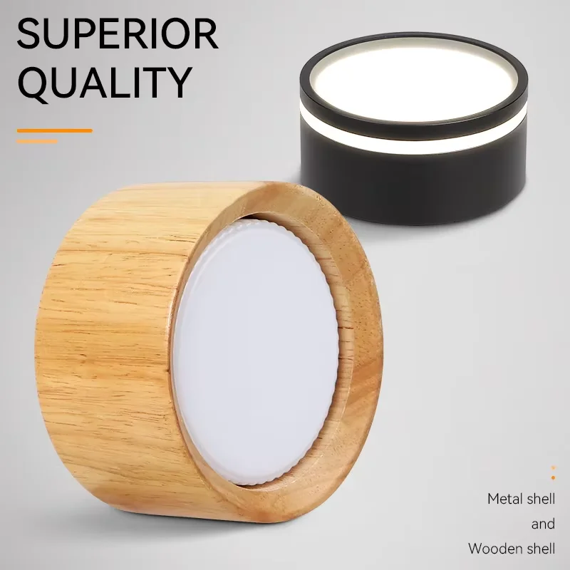 LED Downlight Surface Mounted Spotlight Suitable GX53 Bulb Down Light Ceiling LED 110-265V Panel Lamp Wood Modern  Indoor Lamp