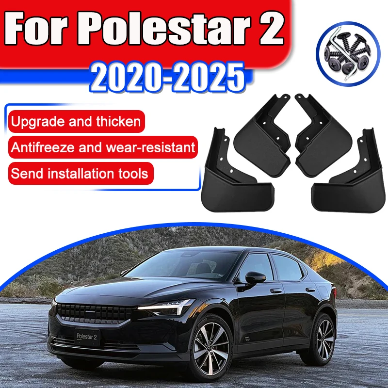

4X Car Mudguards for Polestar 2 2020 2021 2022~2025 Fenders Guard Splash Flap Front Rear Wheels Antifreeze Mud Flap Accessories