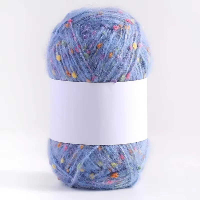 Rainbow Color Dot Mohair Yarn Ball Soft Hand-Woven Knitting Thread Comfortable for DIY Scarf Sweater Shawl Coat Crochet