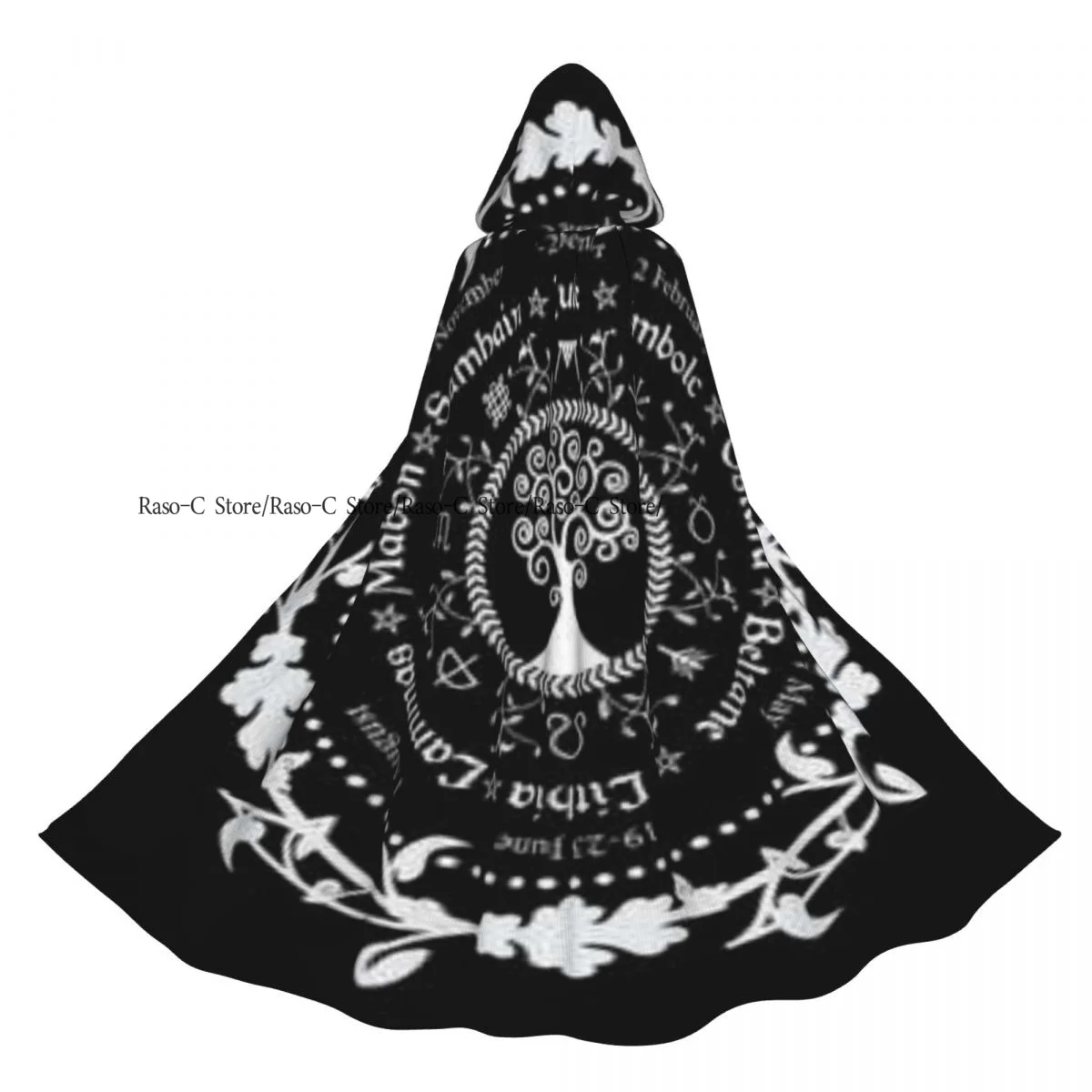 عباءة مقنعين للجنسين مع غطاء محرك السيارة شجرة الحياة عباءة مصاص دماء الساحرة كيب تأثيري حلي #4