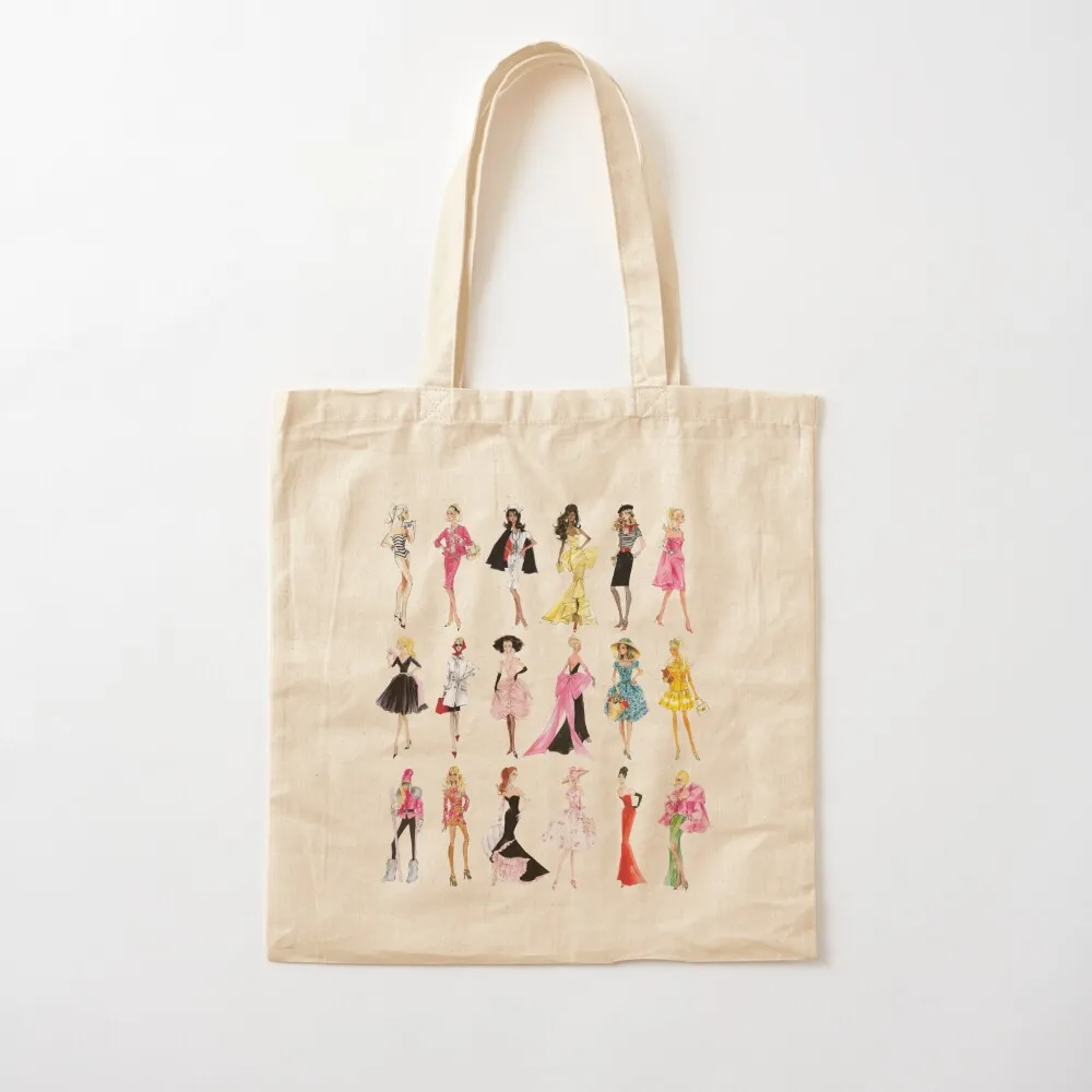 Vintage Doll Illustrations Tote Bag tote bags aesthetic large woman screen