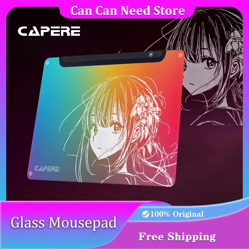 

CAPERE RGB светящаяся стеклянная мышь Hachiware игровой коврик для мыши в стиле аниме водонепроницаемый и противоскользящий FPS коврик для киберспорта аксессуары для ПК
