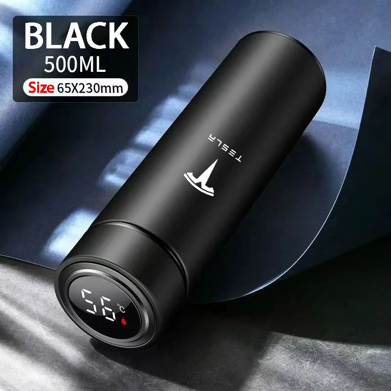 

304 Stainless Steel Intelligent Temperature Thermos Cup For Tesla Model 3 Model S Model X Model Y Car Logo Thermo Mug Travel Cup