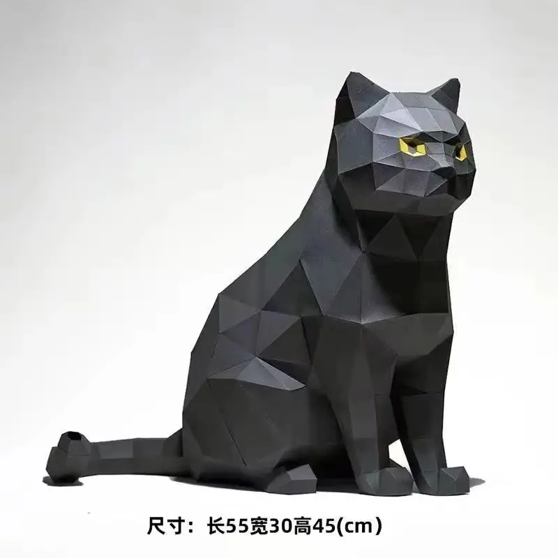 45cm chat papier modèle Origami 3D Papercraft maison couloir fête ornements chambre décor bureau décorations Art à la main bricolage Puzzles jouet