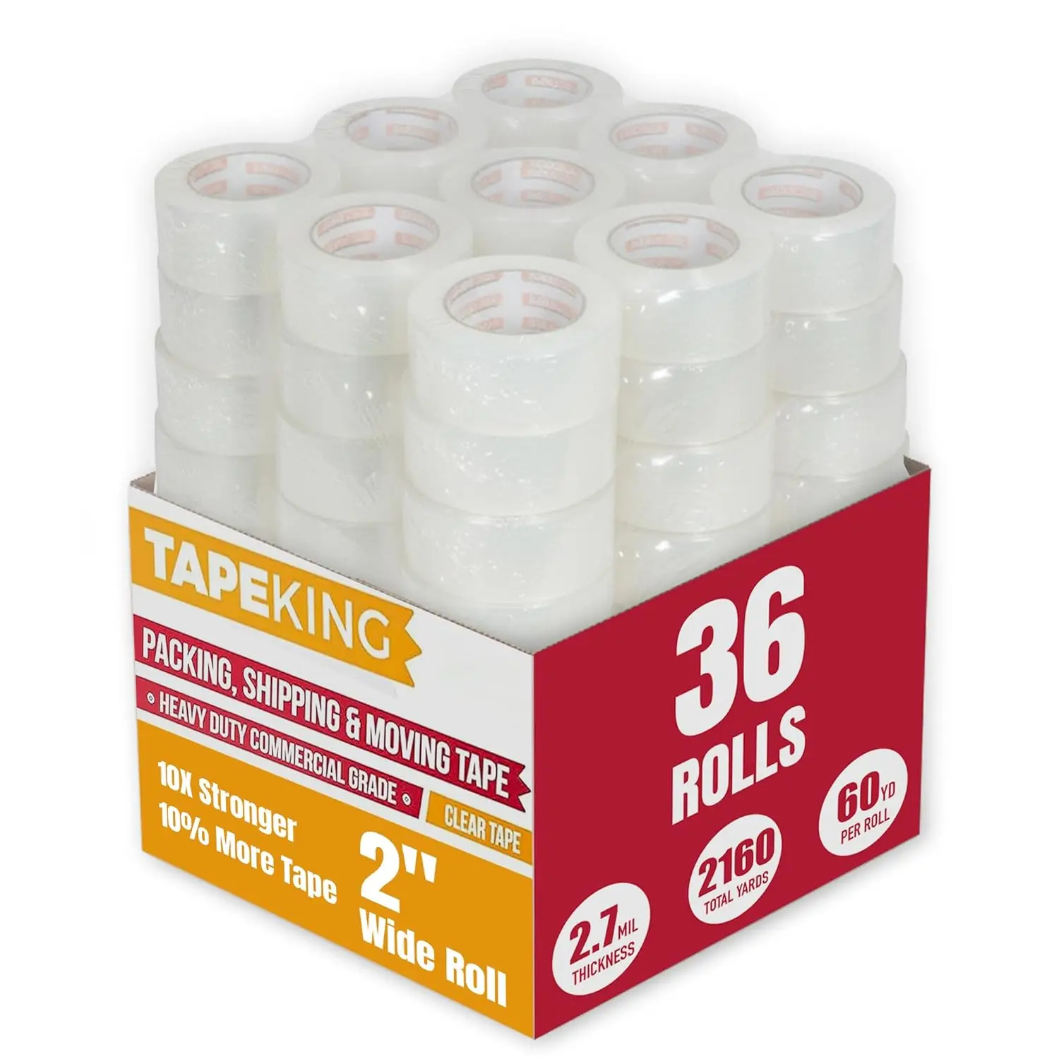 

Clear Packing Tape (36 Rolls) | 60 Yards Per Roll Heavy Duty Packing Tape 2.7mil Strong Adhesive for Moving Boxes, Shipp