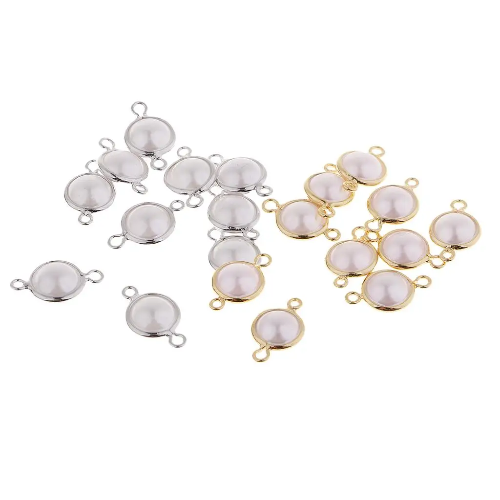 10pcs Round Cabochon Connector DIY Bracelet Pendants Charms with