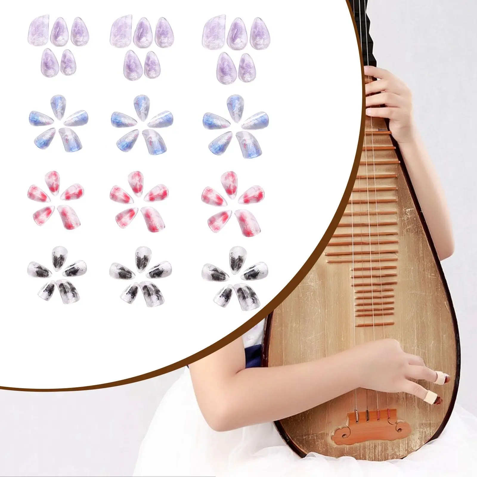 Pipa Nails Practice Pipa Finger Picks Ergonomic Comfort Lightweight Unique PC for String Instrument Playing for Professionals