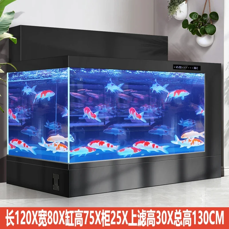 

Aquarium Double Filter Aluminum Alloy Koi Traditional Fermination VAT Super White Glass Change Water Living Room Widened Large