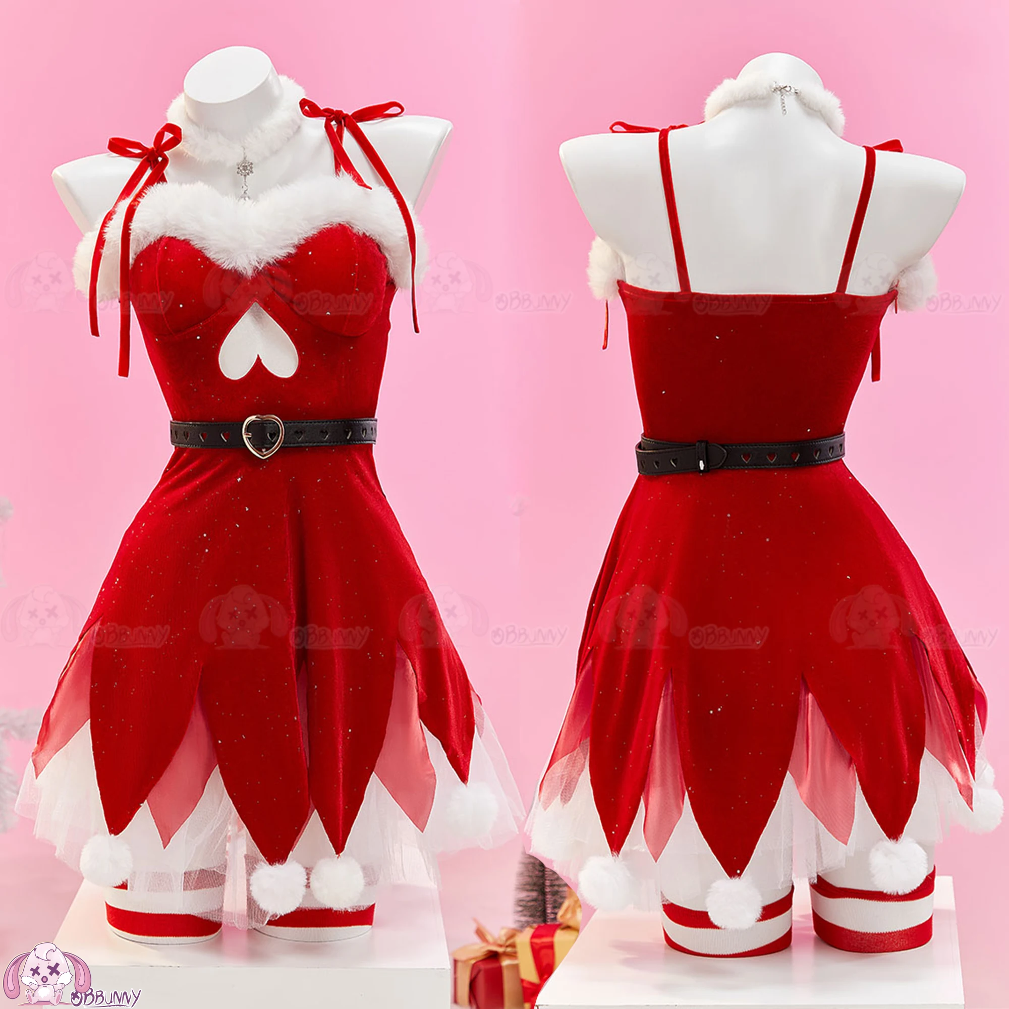 

Women's Christmas Elf Sexy Cosplay Costume Sexy Plush Sling Christmas Dress Socks Cute Christmas Suit Santa Claus Party Uniform