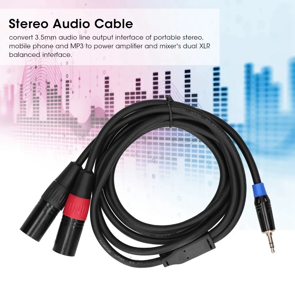 3.5mm Stereo Male 3.5mm Male To Dual 2 XLR Male Plug 3pin XLR Male Gold Plating Audio Converter Cable Male To Dual XLR Connector