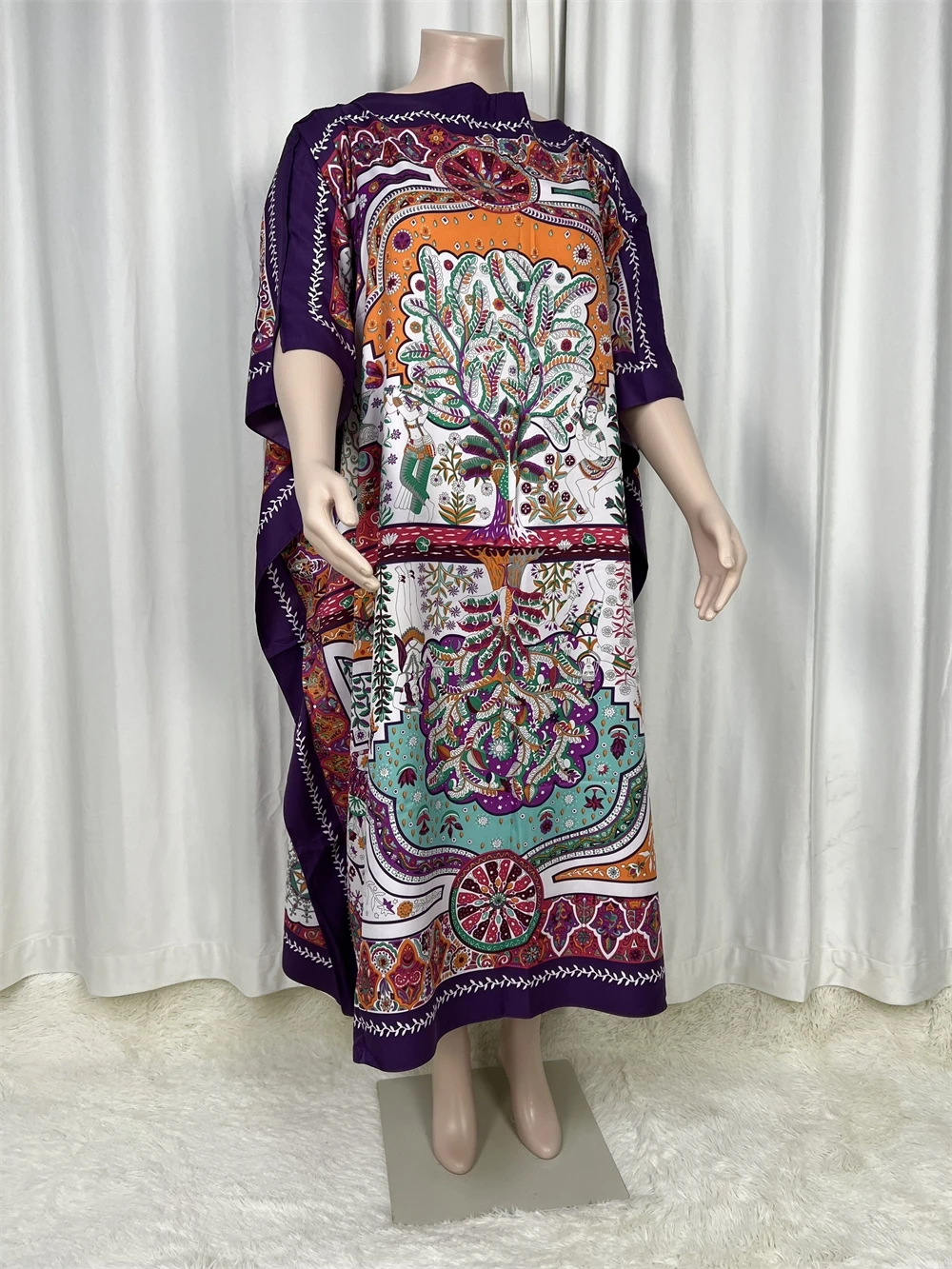 

Женское пляжное платье-макси, свободное пляжное кимоно с коротким рукавом и принтом в арабском и саудовском стиле, одежда для плавания в богемном стиле, 2024