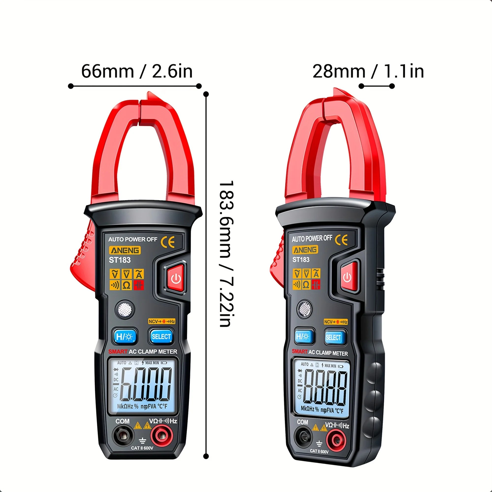 ST183 digital clamp ammeter, including induction measuring pen and audio-visual screen