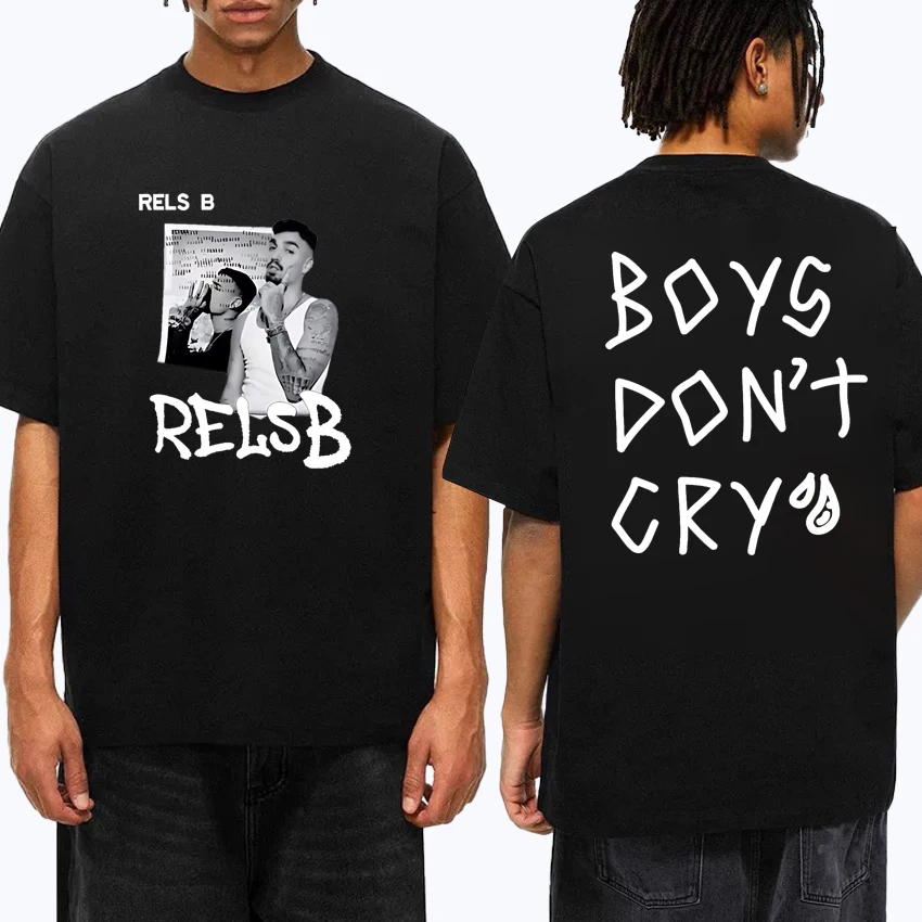 

Singer Rels B Boys Don't Cry Letter print short sleeve T-shirts Men Women Classic vintage Cotton Tops Unisex Oversized T shirt