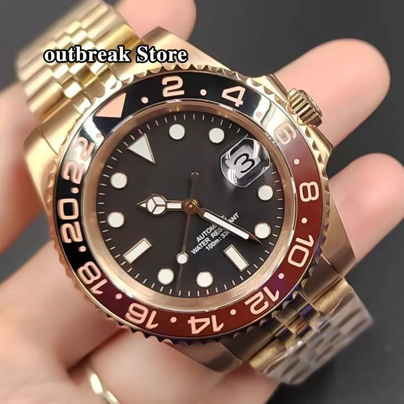

40mm Men Watch Corgeut Dial NH35 Automatic Mechanical Jubilee Strap Rose gold relogio masculino Sapphire Glass wristwatch
