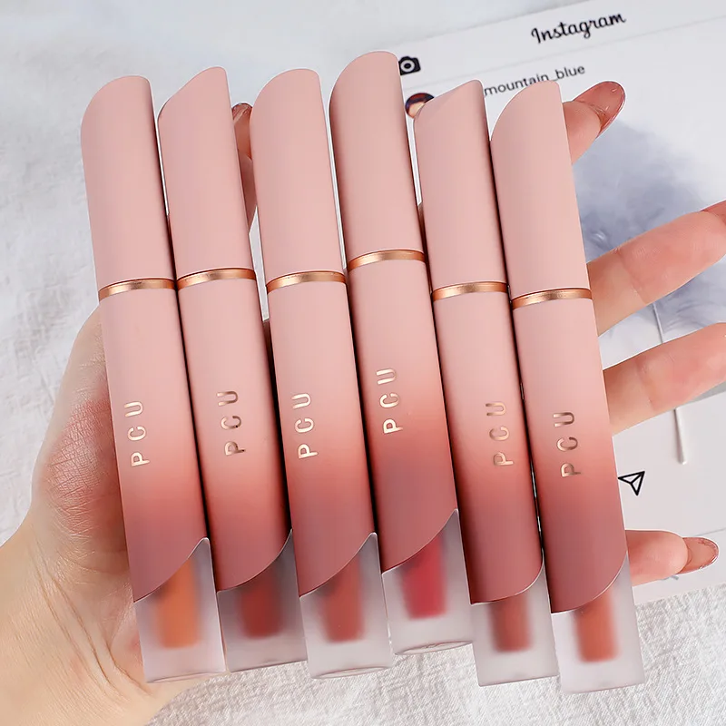 1pc liquid matte lipstick, lip balm, not easy to stick to cup, lip and cheek dual-use pink lipstick with 6 colors to choose from