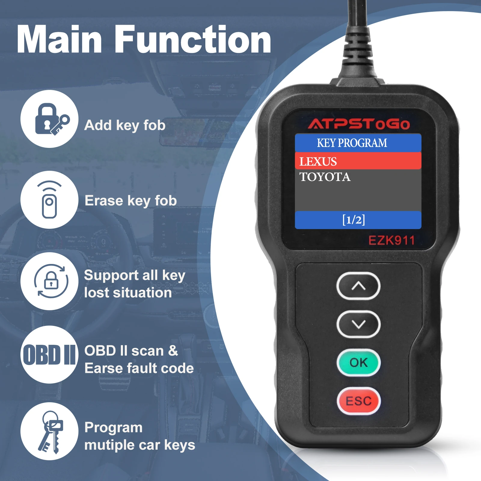 For 2001‑2018 Lexus Toyota Prius Highlander Camry Corolla Rav4 4runner Remote Key Fob Tool Programming
