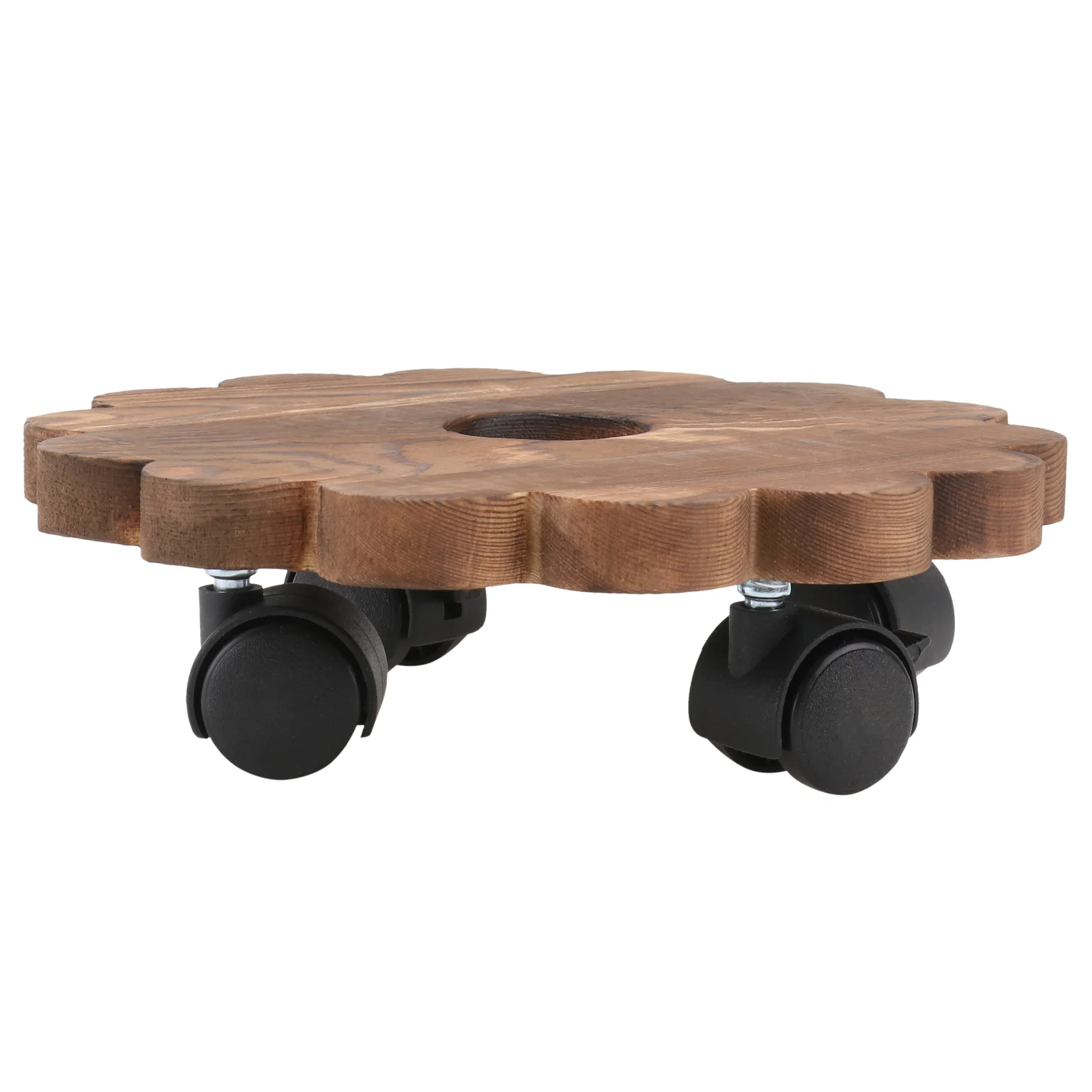 

Solid Wood Planter Tray Stand with Wheels on Flower Pot Rack Roller Round Bonsai Holder Potted Flowerpot Pots Base Wooden