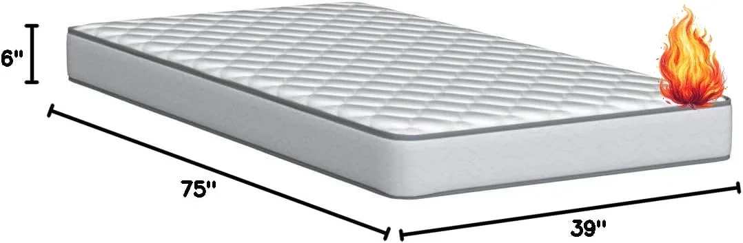 

Матрас 6 дюймов - жесткий, с пружинным блоком Bonnell и слоем пенополиуретана, в коробке, для детской или подростковой кровати, для гостевой спальни