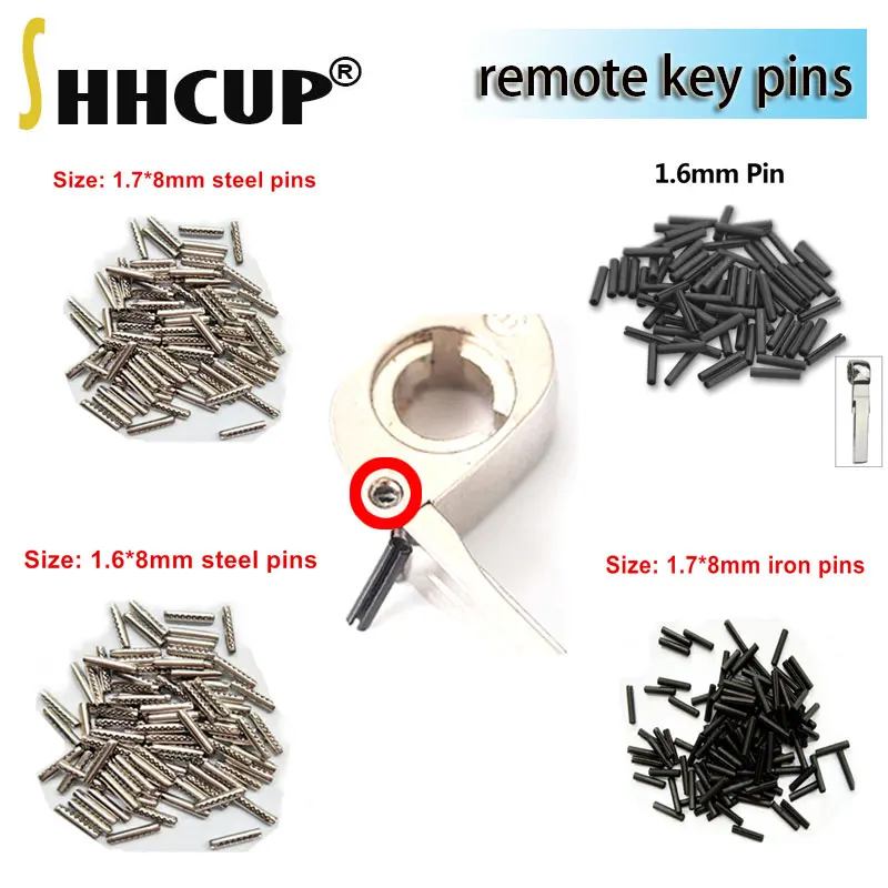 100pcs/lot Remote Control Key Blank Fixed Car Key PIN 1.6MM/1.7MM for KD Xhorse Folding Remote Key Blade L:8MM D:1.6MM/1.7MM