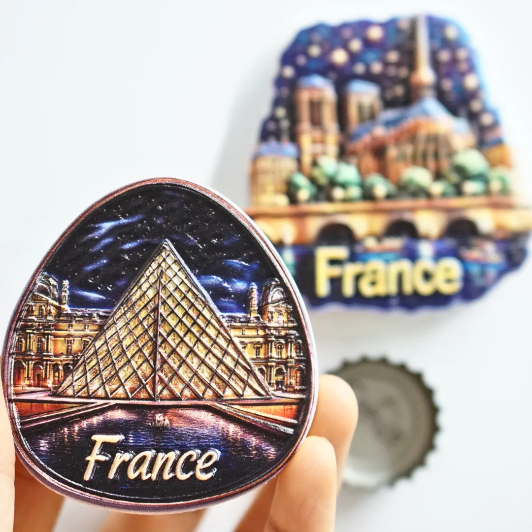 

1PC, Louvre Fridge Magnets, Seine Fridge Magnets, France Fridge Magnets, France Night Scene Fridge Magnets, Night Scene Fridge M