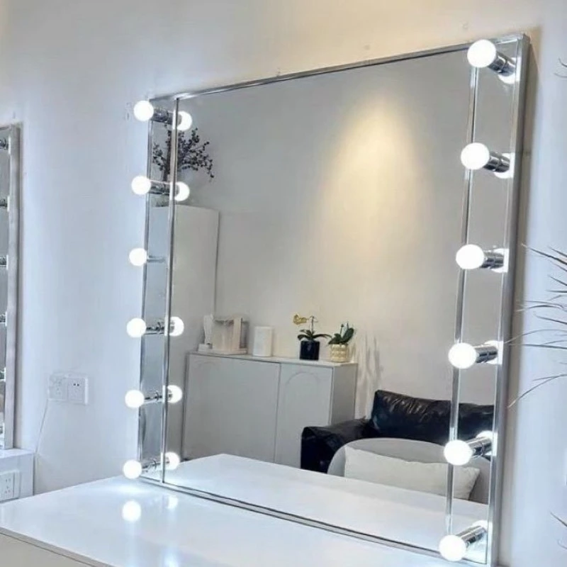 High-grade stainless steel, plus lamp makeup mirror, wedding shop studio makeup mirror, studio beauty mirror plus light bulb