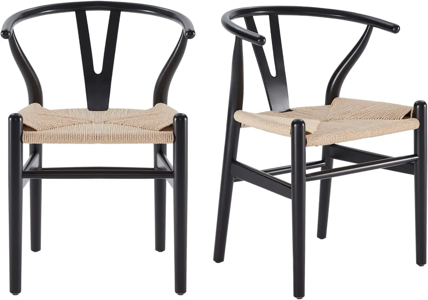 

Farini Wishbone Chairs for Dining Room Solid Wood Rattan Chair Armchairs Y Shaped Backrest Hemp Seat for Home