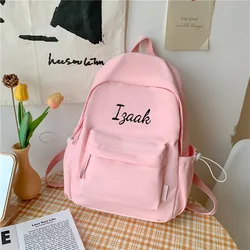 Pink Minimalist Casual Versatile Backpack With Any Name Forest Style Travel Backpack Embroidered Large Capacity Student Bag